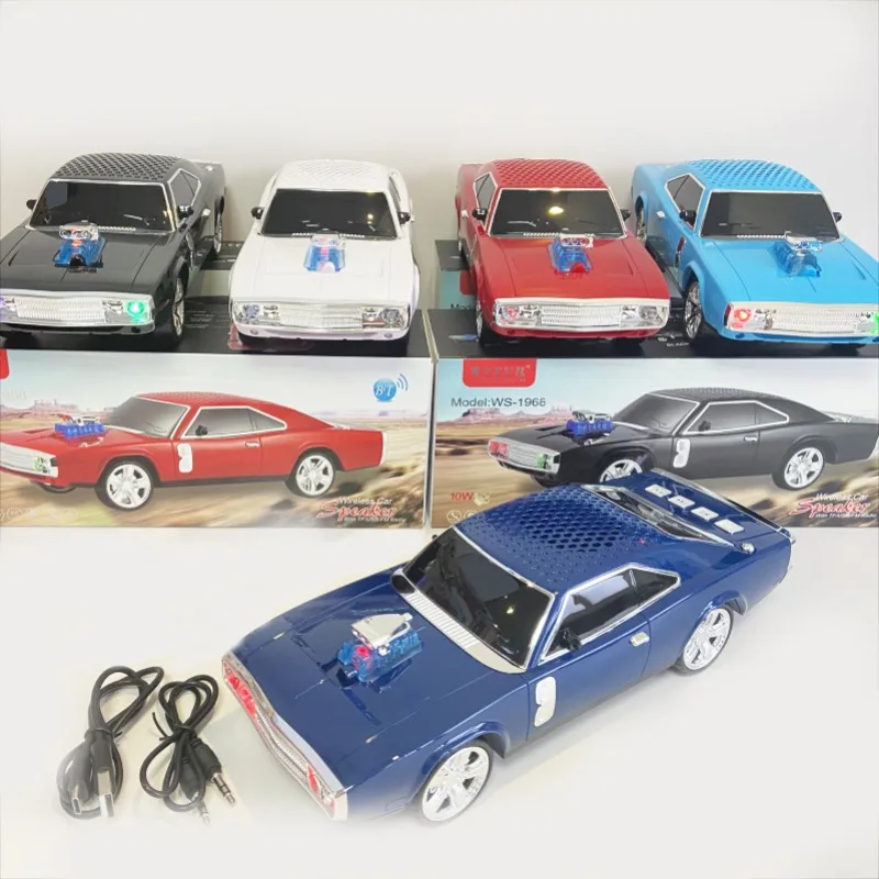 Car Shape Bluetooth Speaker Retro Stereo Sound Wireless Speakers Portable Music Player Led Light BT USB TF FM TWS Loud-speaker