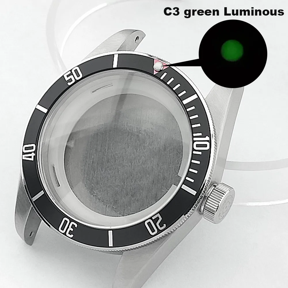 41mm Stainless Steel Men's Sapphire glass Watch Case Blue green black Fit Miyota 8215 Submariner dive case Parts Accessories