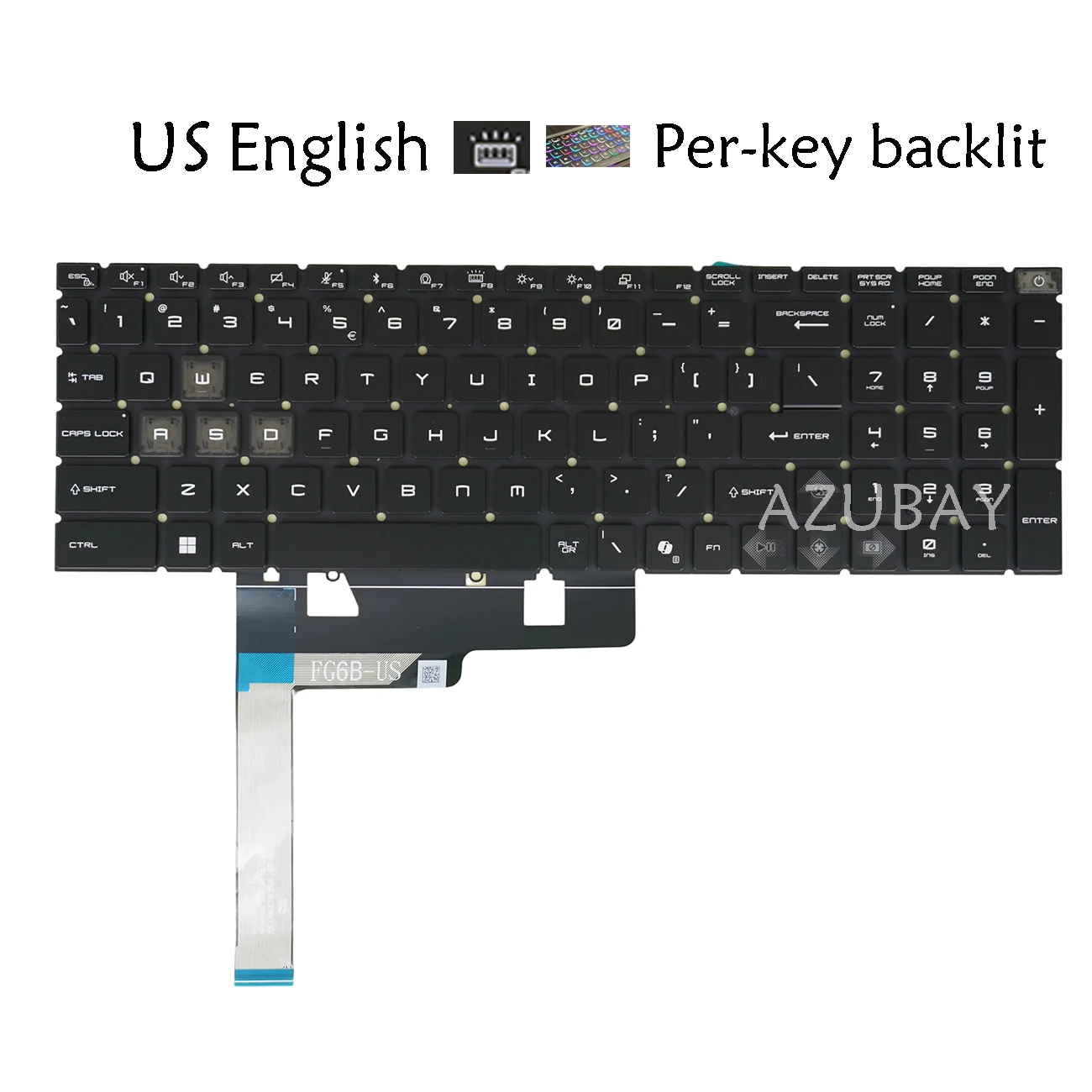 Keyboard For MSI Raider A18 HX A9W A9WIG A9WJG A7V A7VHG A7VIG A2XWIG A2XWJG, MS-182K MS-182L Per-key RGB Backlit US English