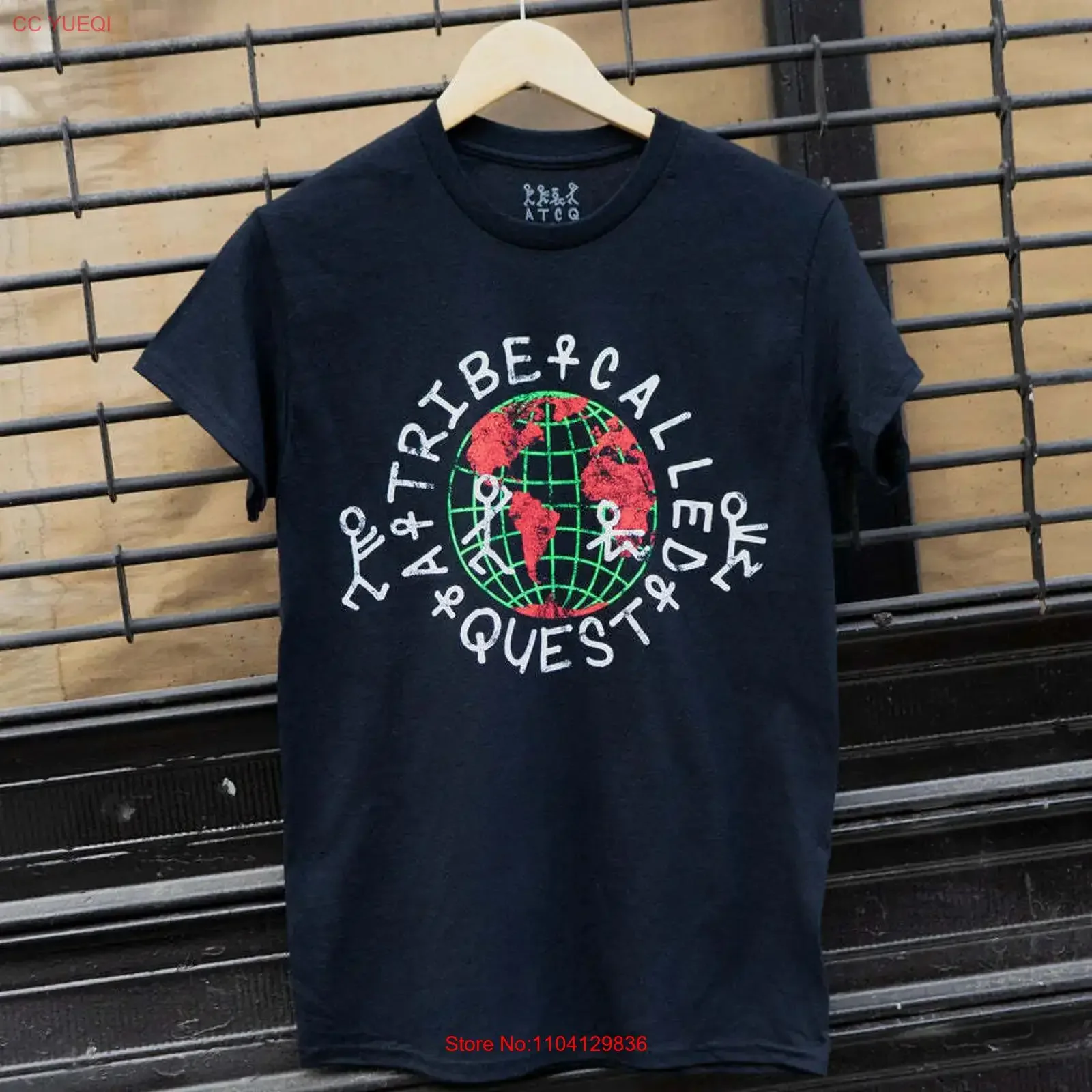 Camiseta preta da banda A Tribe Called Quest, reedição dos anos 90, estilo clássico, NH14962, vintage, lavada, respirável, com estampa gráfica.