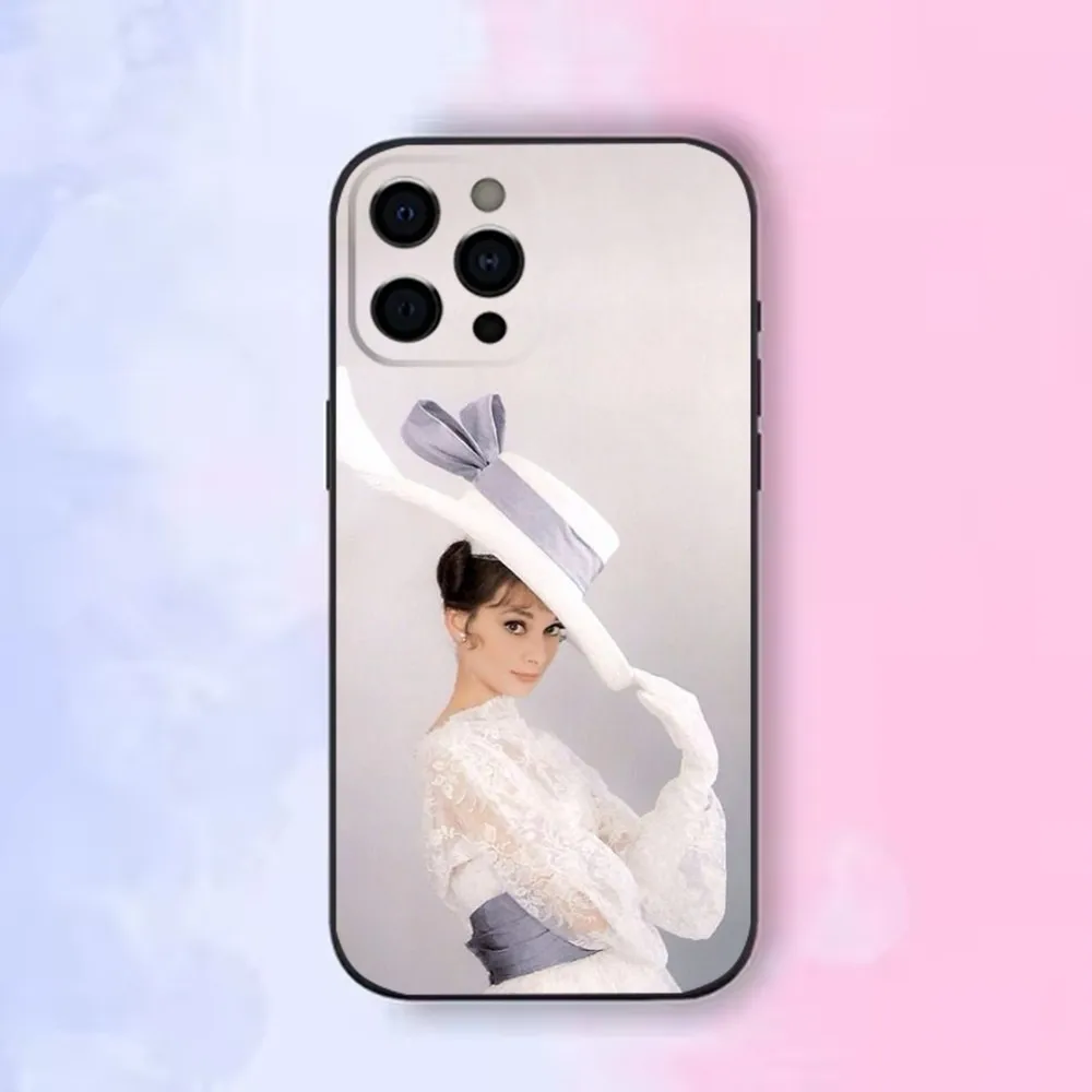 A-Audrey H-Hepburn Phone Case For iPhone16,15,14,13,12 Mini 11 Pro XR,X,XS,MAX 7,8 Plus Silicone Cover Soft Black