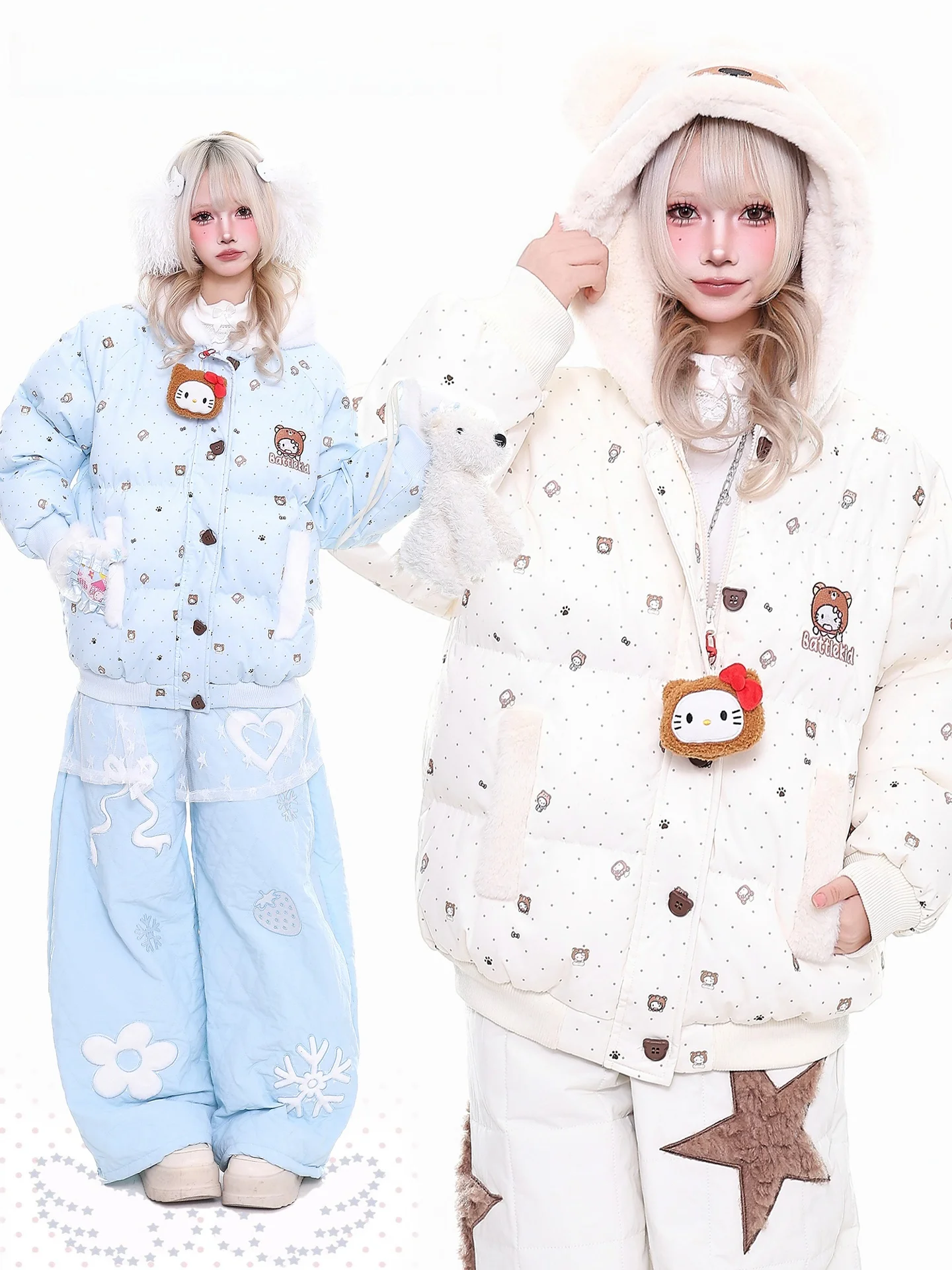 

Thiened, зимнее хлопковое женское теплое пальто с капюшоном и мультяшным принтом, брендовое теплое пальто марки Sweet Sle, свободная посадка из полиэстера