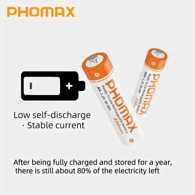 

PHOMAX Nickel-Metal-Hydride Rechargeable Battery AA 1.2V 850mAh AAA 1.2V 350mAh for Digital Camera Flashlight Electric Toys