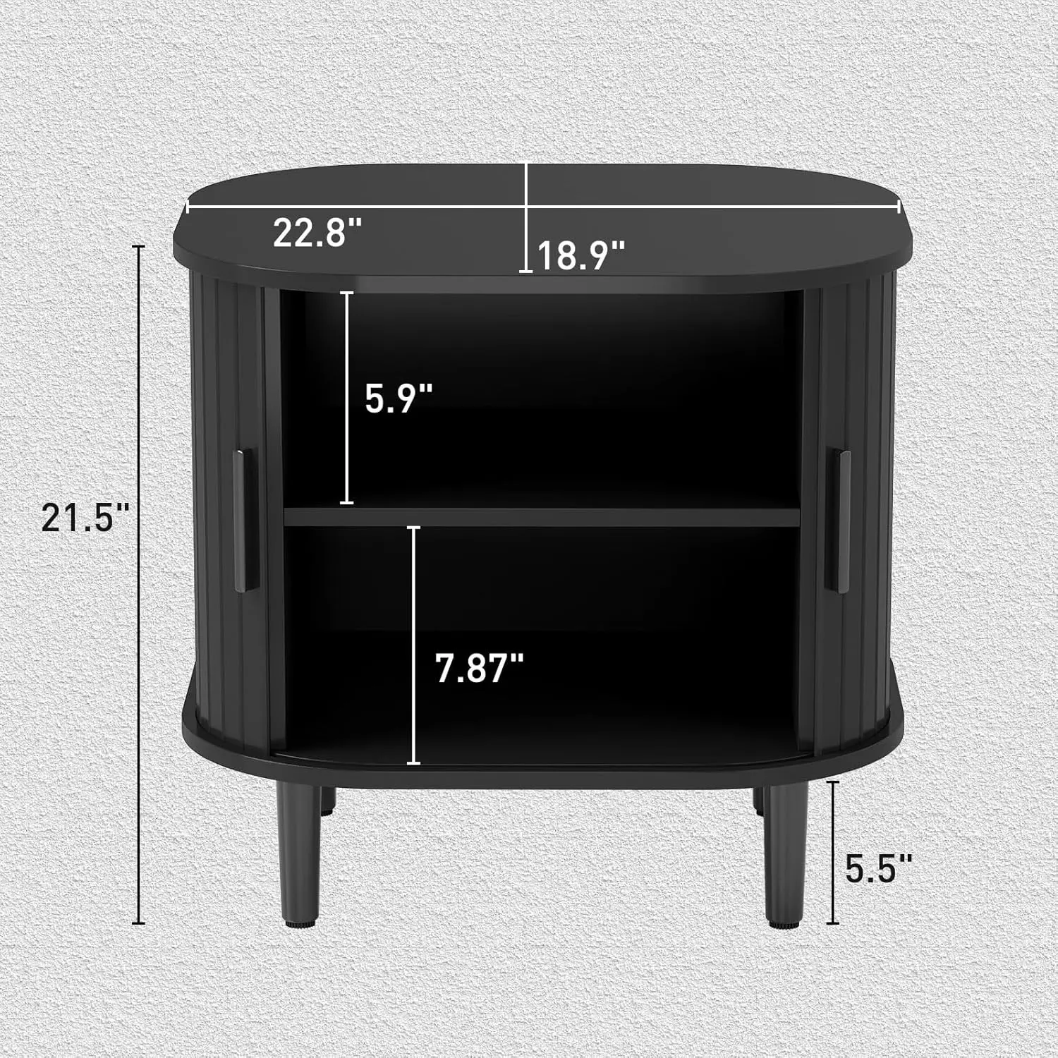 Tambour Fluted Side Table, Mid-Century Modern Entryway Accent Sofa Tables Compact Storage Solution for Living Room, Bedroom