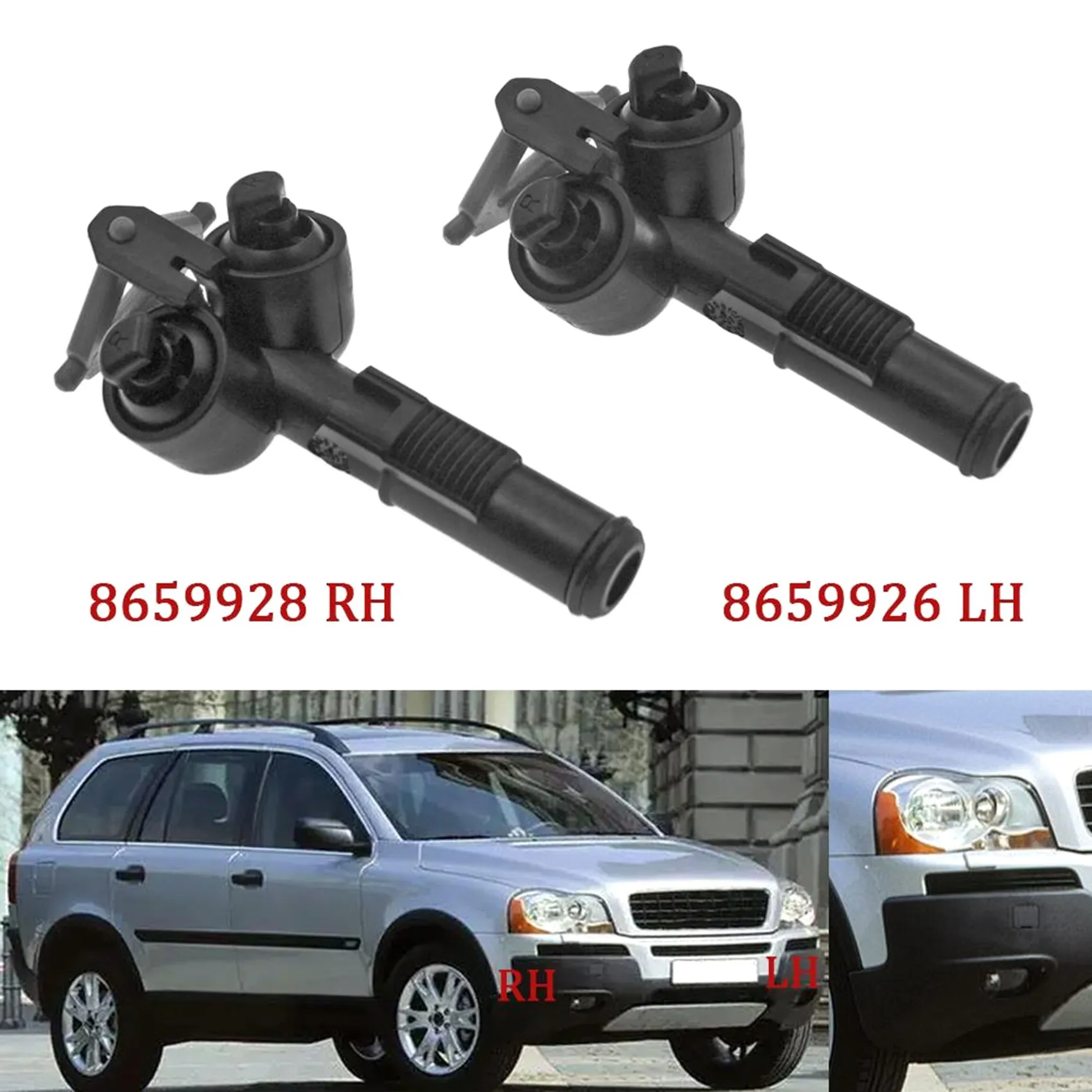 Direita e esquerda dianteiro farol lavadora spray bocal jato bomba para Volvo XC90 2003-2006 8659926 8659928