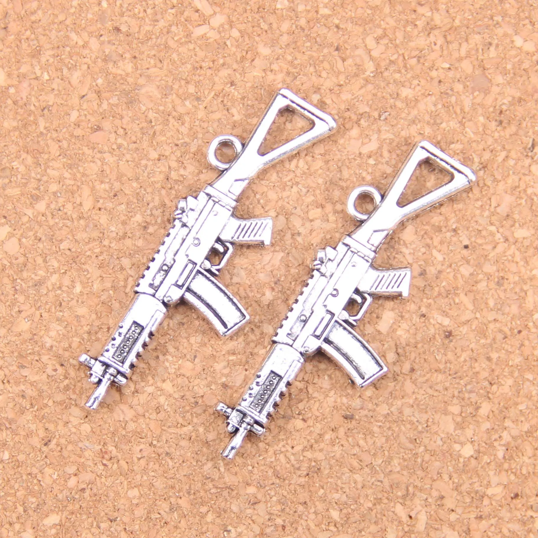 30pcs Charms Machine Gun Assault Rifle 45x13mm Antique Making Pendant fit,Vintage Tibetan Silver,DIY Bracelet Necklace