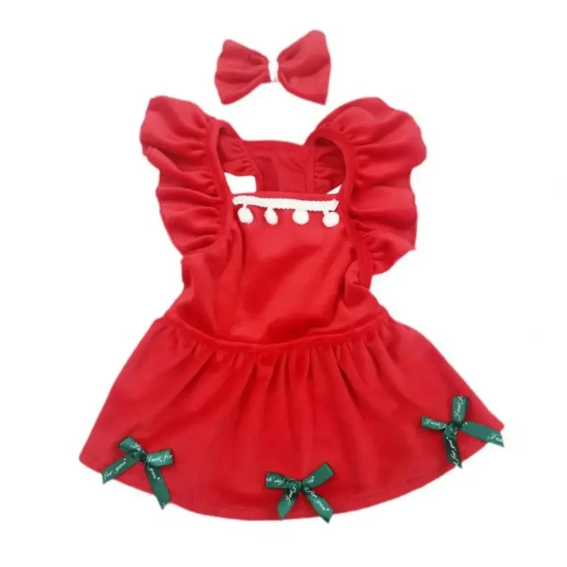 

New 1 Set Pet Dress Christmas Dog Costume Elegant Red Skirt With Bow Headdress Cat Princess Dress Pet Supplies roupa para gato