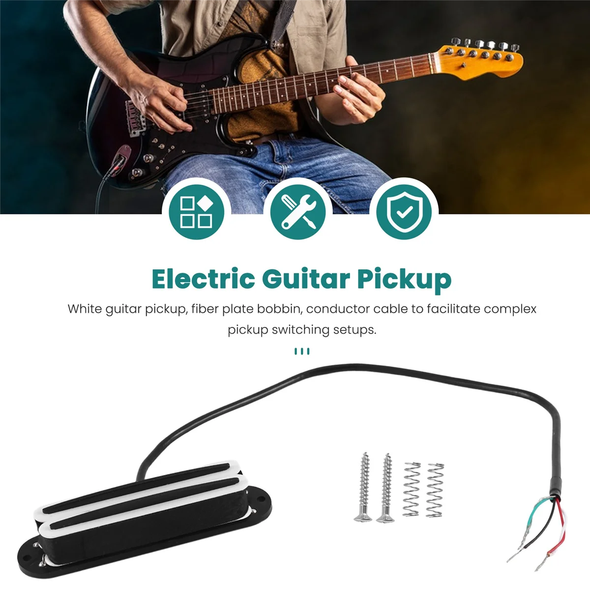 BVBV Hot Rail Pickups Double Track 11K Alnico5 Guitar Pickup Fit Fender Strat Squier Tele جيتار كهربائي، أبيض