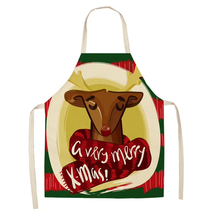 Christmas series elk car cotton linen antifouling apron adult children kitchen housework cleaning  overalls