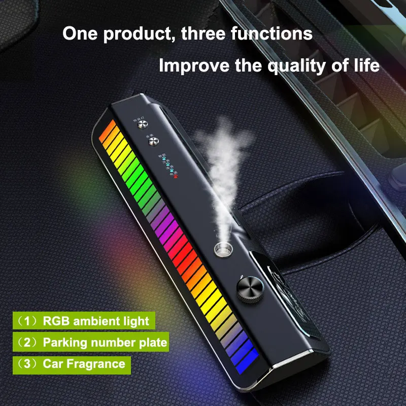 Car Air Freshener Multifunction RGB Music Pick-Up Car Perfume USB Rechargeable Automotive Smell Parking Phone License Plate Cool