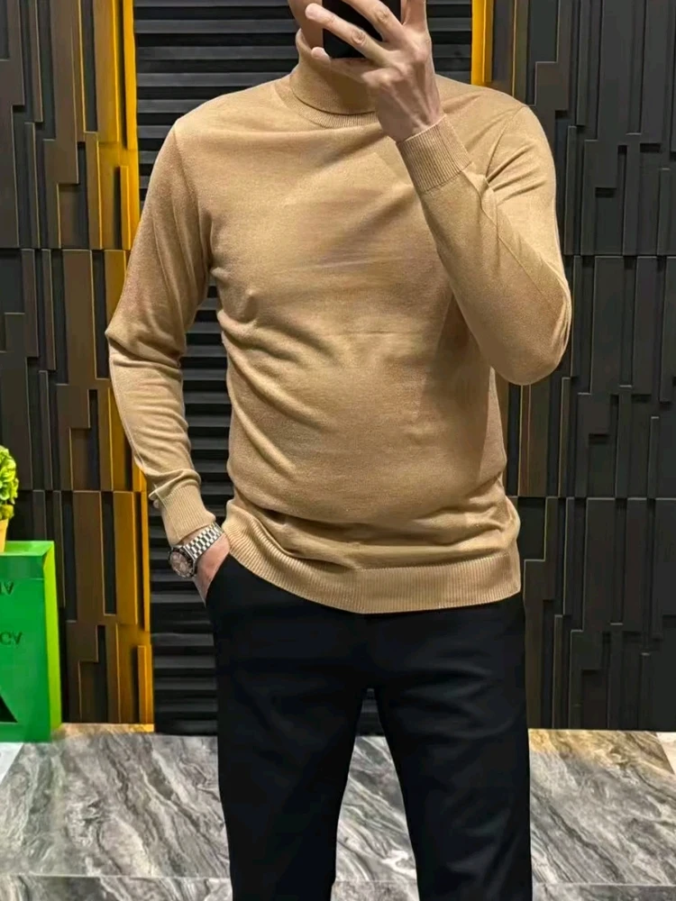 

High-Quali Faionable Men's Knitted Sweater High Collar New Arrival Winter Casual Versatile Sli Personali Match
