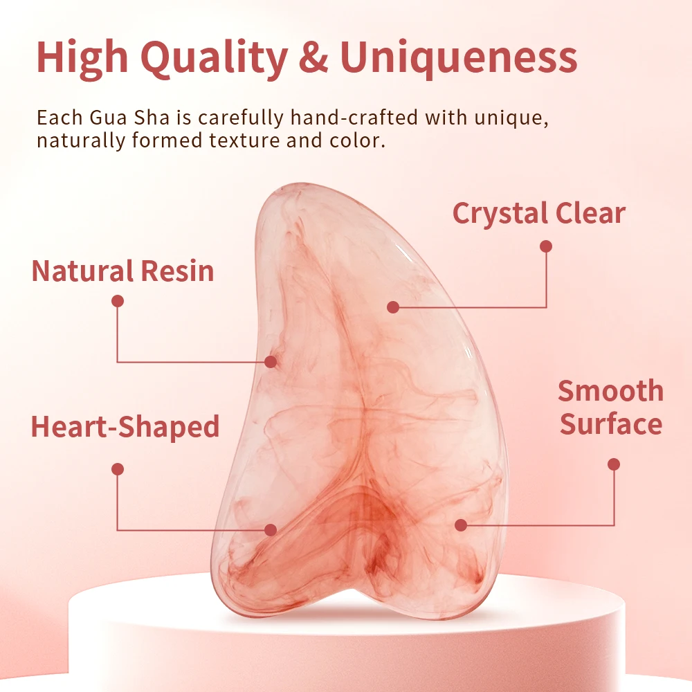 

Массажная доска Гуаша, контейнер для красоты лица из смолы в форме сердца, красный треугольный меридиан, палочка для вытягивания сухожилий