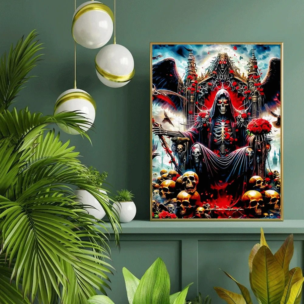 Gothic Grim Reaper Skull Scene Jigsaw Puzzle Adult Dark Art Intellectual Game Home Leisure Decompression Puzzle Toy for Horror F