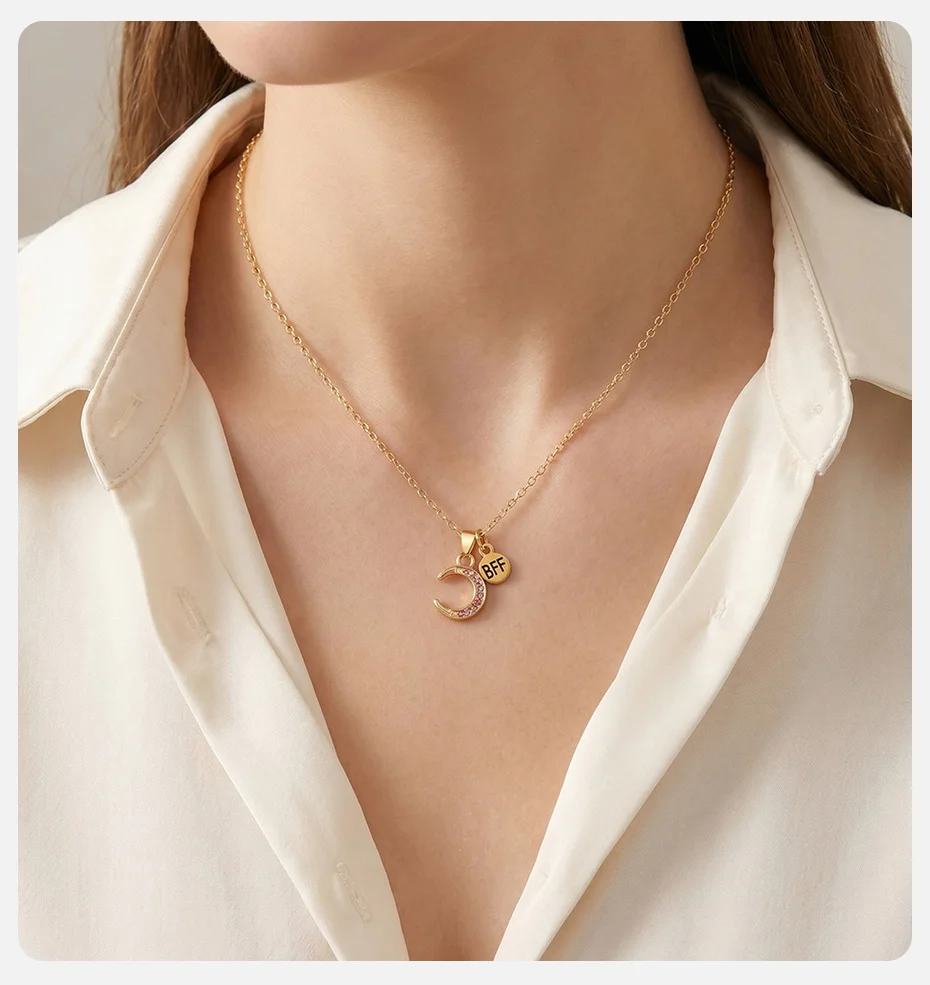 Vnox Neue BFF Freundschafts-Schmetterling-Anhänger Halsketten-Set Süße Erdbeer-Mond-Blumen-Charms Halskette Beste Freundin Geschenk Schmuck – Detail 4
