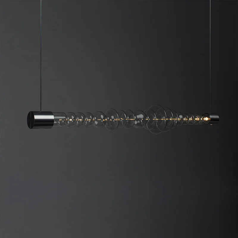 Imagem -04 - Sandyha-lustre de Vidro Long Strip Lâmpada Led para Sala de Jantar Moderno e Minimalista Pingente Home Design Bar e Ilha