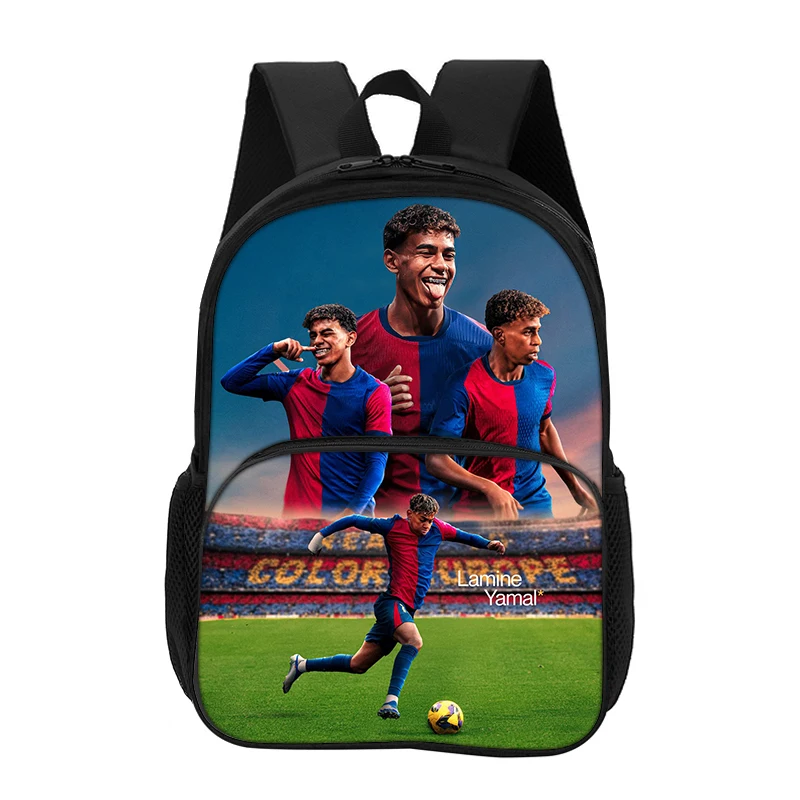 Travel Large Capacity Knapsack L-Lamin Yamal Students Kids Football Star School Bag with Front Pocket Backpack Sports Bookbag