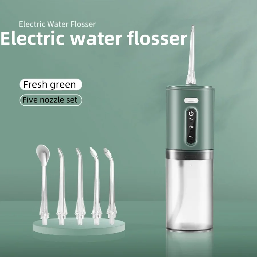 1 قطعة جهاز تنظيف الأسنان بالماء المحمولة USB قابلة للشحن عن طريق الفم الري مع خمسة فوهات 280 مللي منظف الأسنان الكهربائية 3 سرعات الأذن الأنظف