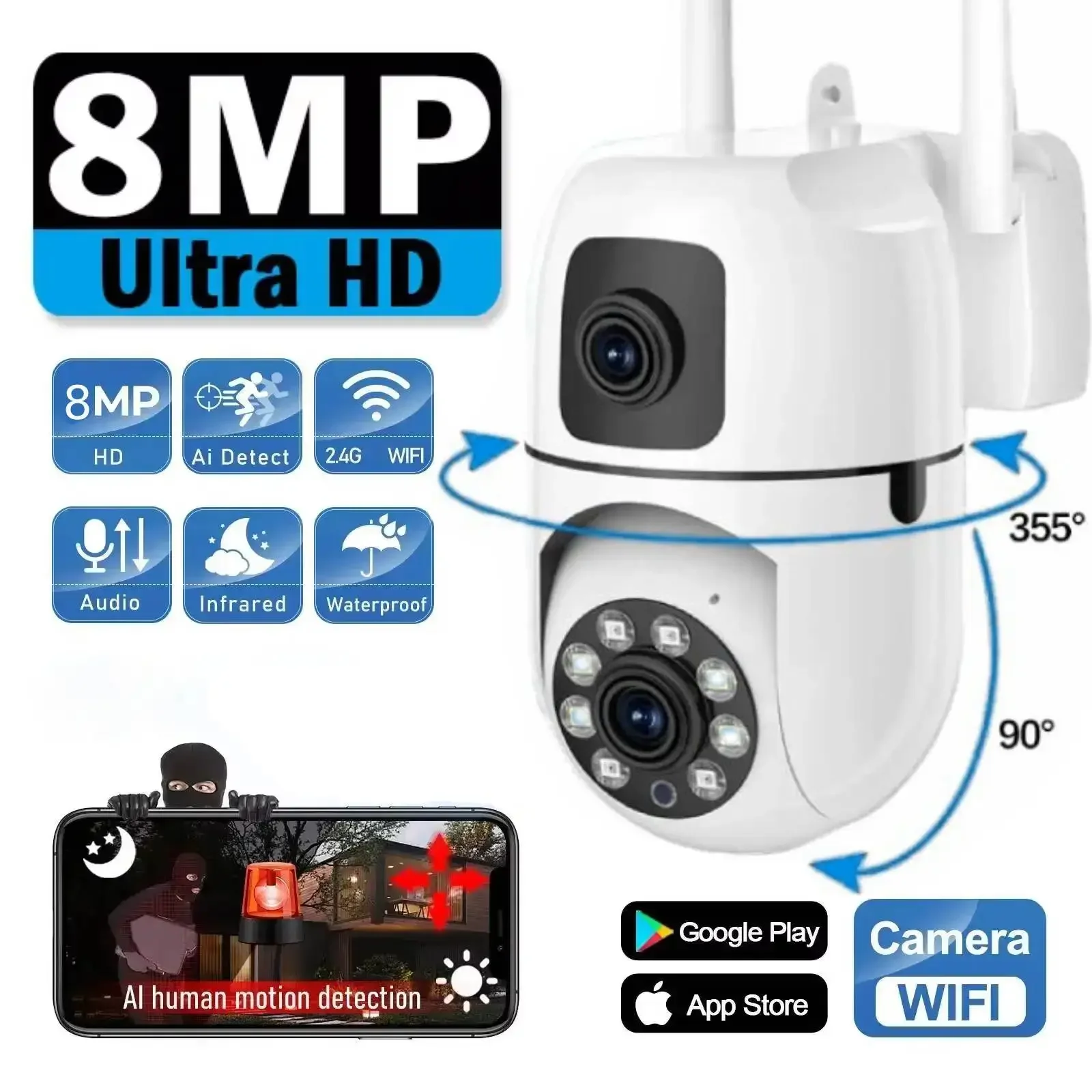 camera wi fi de 8mp lente dupla vigilancia de seguranca sem fio zoom 10x cameras ptz rastreamento humano audio bidirecional hd cor noturna 01