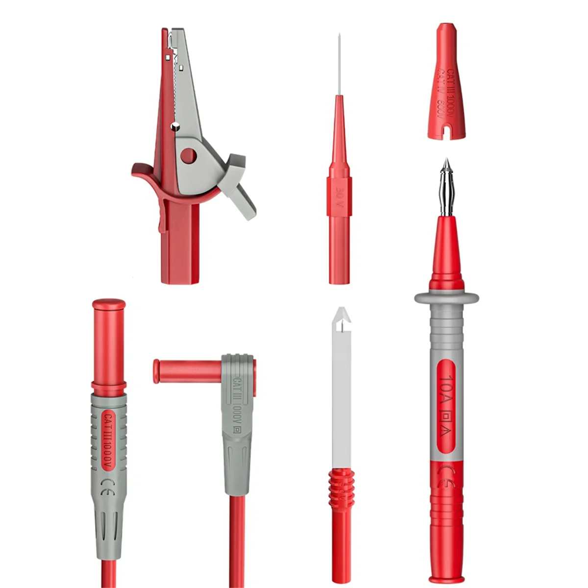 

A002 Комплект тестовых проводов для мультиметра Тестовый кабель 4 мм Штекер типа «банан» с зажимом Провод Перфорационный зонд для электрического тестирования