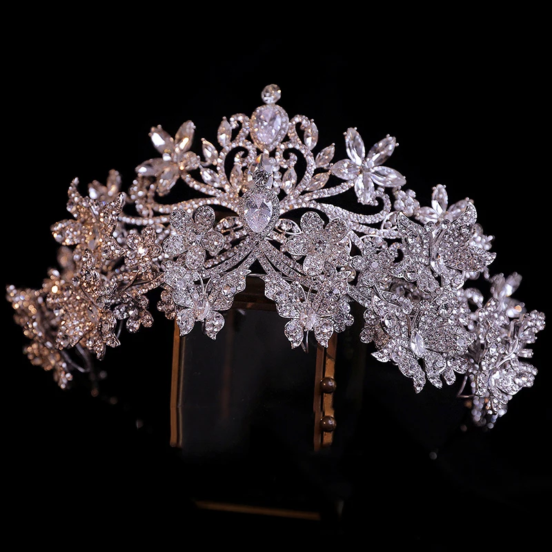 

NiuShuya European Butterfly Removable Combination Zircon Bride Wedding Hair Crown Girls Bithday Graduation Headpiece Accessories