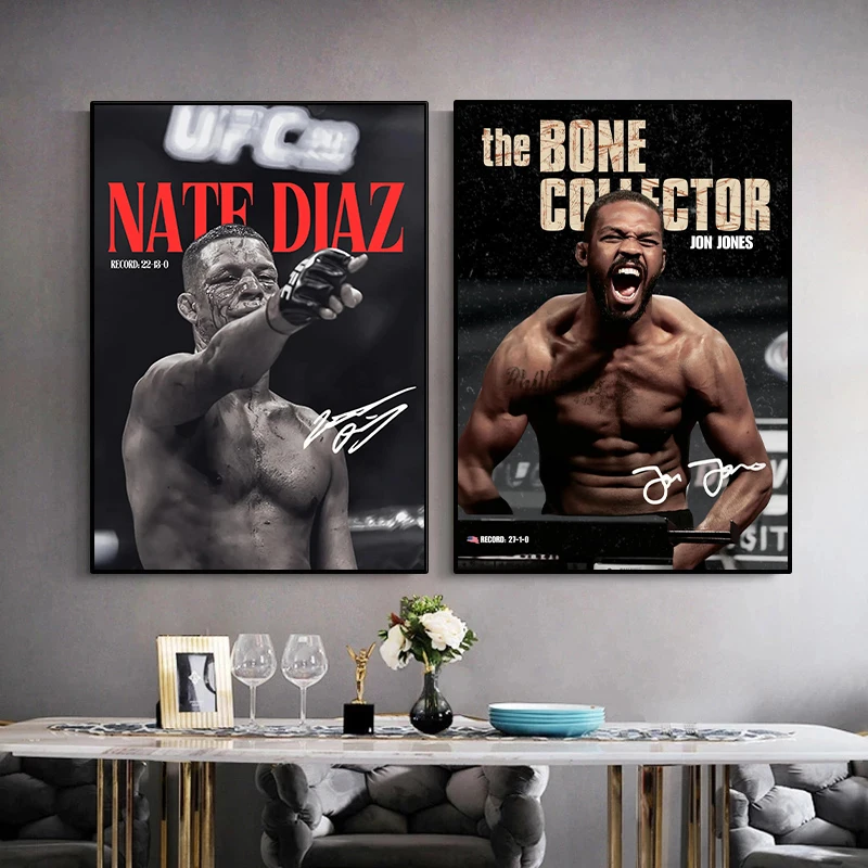 Modern UFC Champions Player Portrait Poster MMA Fighter Nate Diaz Jon Jones Canvas Painting Wall Art for Living Room Decor Mural - view 3