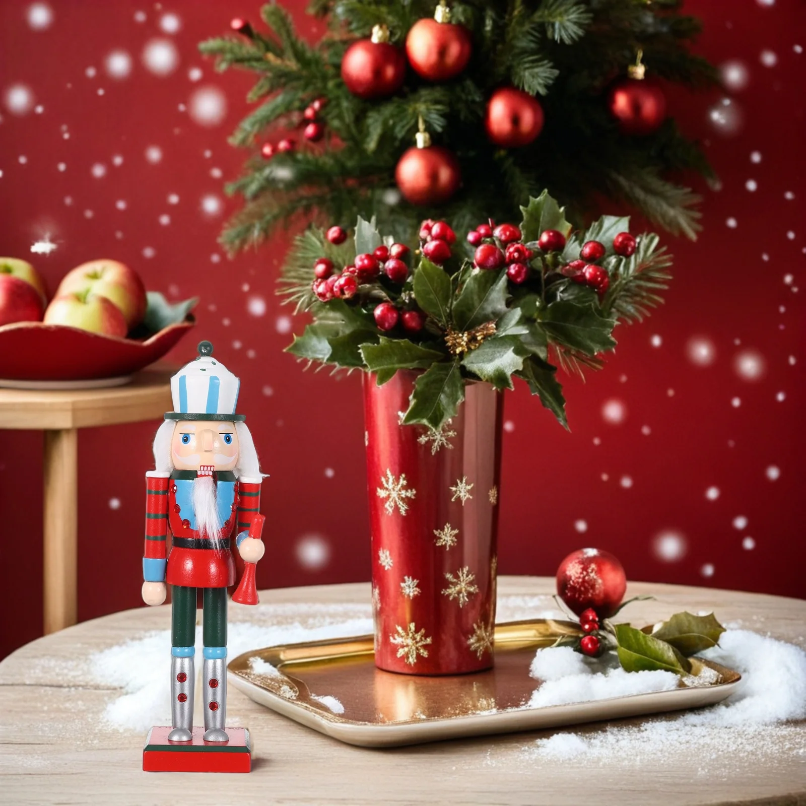 

Wooden Nutcracker Ornament Traditional Christmas Soldier 25.5cm Handcarved Holiday Mantel Shelf Decoration Festive Nutcracker