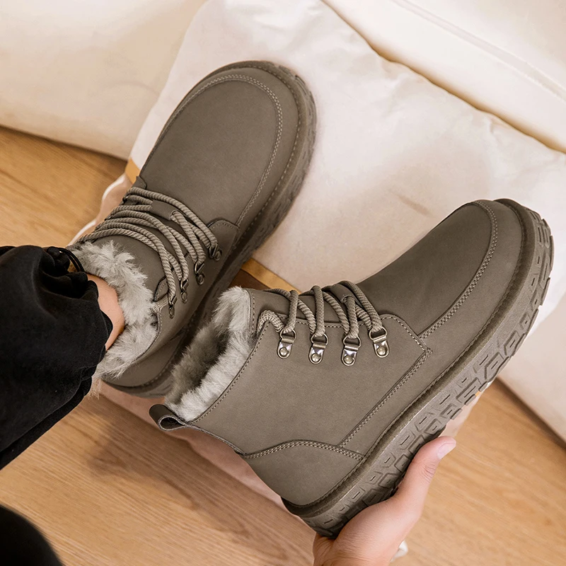 أحذية الثلوج الشتوية للرجال 2025، مبطنة بالفرو الصناعي ومضادة للانزلاق، نعل مكتنز لـ Hanukkah والنزهات الحضرية غير الرسمية