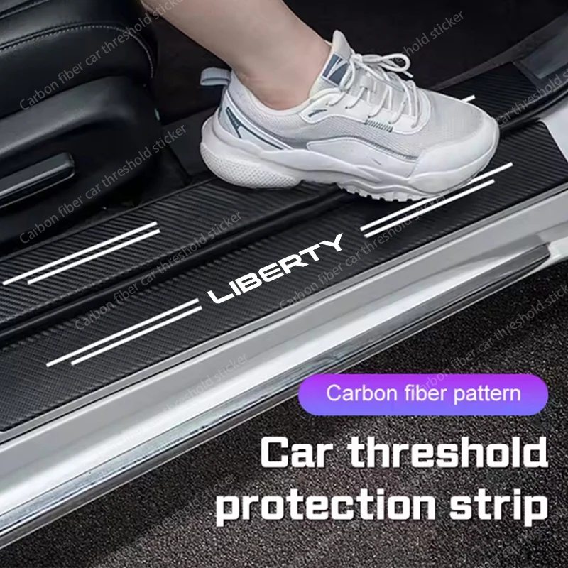 Anti Scratch Car Door Threshold Strip, Carbon Fiber Texture Door Sill Protector Guard Mat For JEEP LIBERTY car accessories