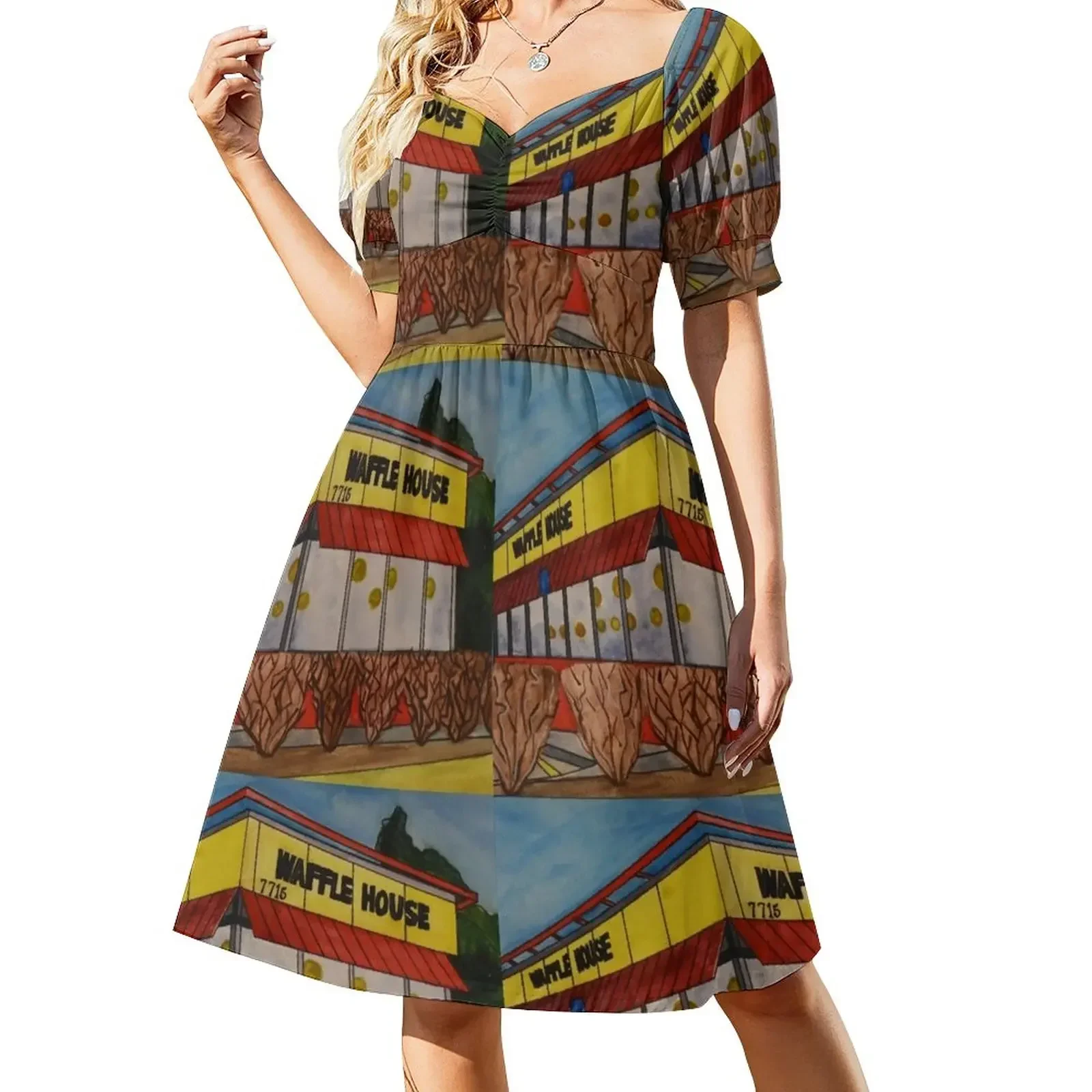 

Waffle House Short-Sleeved Dress ladies dresses for women 2025 evening dress woman Women's summer skirt Dress