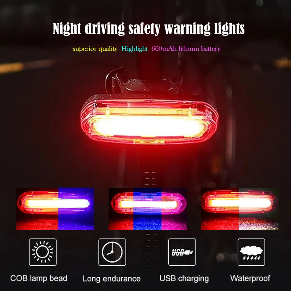 Bike Taillight for Night driving safety warning Waterproof Bicycle Rear Light USB Rechargeable LED Bike lamp Bike Accessories