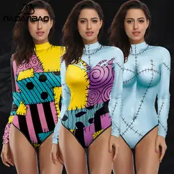 Nadanbao Sally Swimsuit Carnival Cosplay Costume Swimwear Women Scary Mend Printing Swimsuit Back Zipper Bodysuit Beachwear