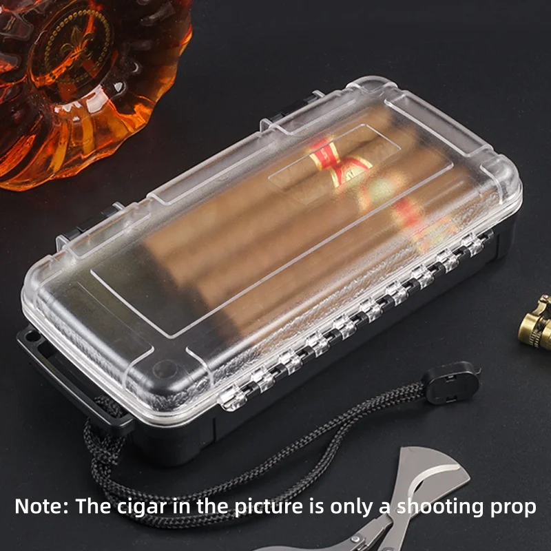 Transparent Cigar Box Waterproof Portable Cigar Storage Box Moisturizing Box Outdoor Humidification Box Storage Box Accessories