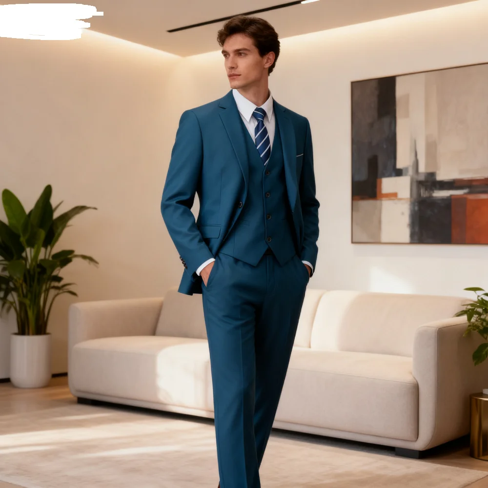 

Ternos Azuis, мужские облегающие формальные брюки, мужские брюки высокого качества, комплект из 3 пар для деловой повседневной одежды