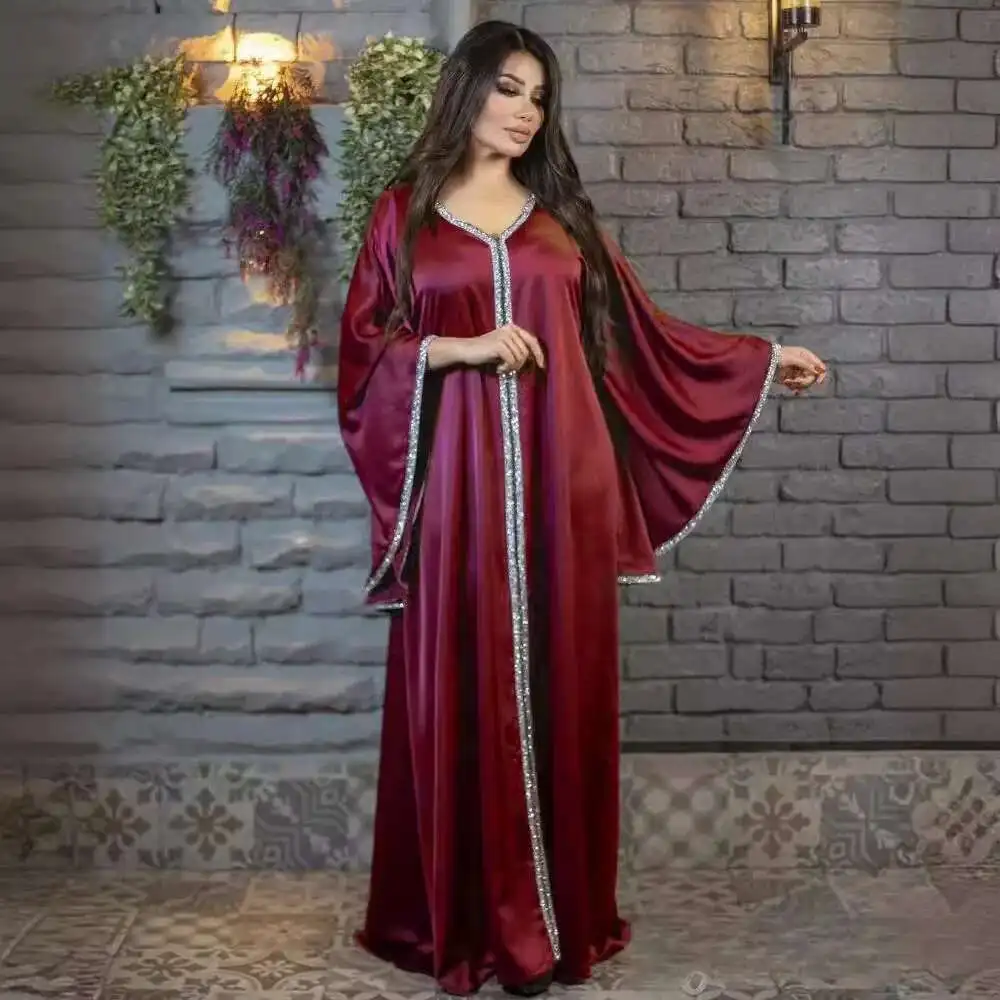 

New Muslim Fashion Hot Diamond Women's Abaya Robe 2025 Muslim Long Dress Robe Abaya Ramadan Dubai Luxury Islam Elegant