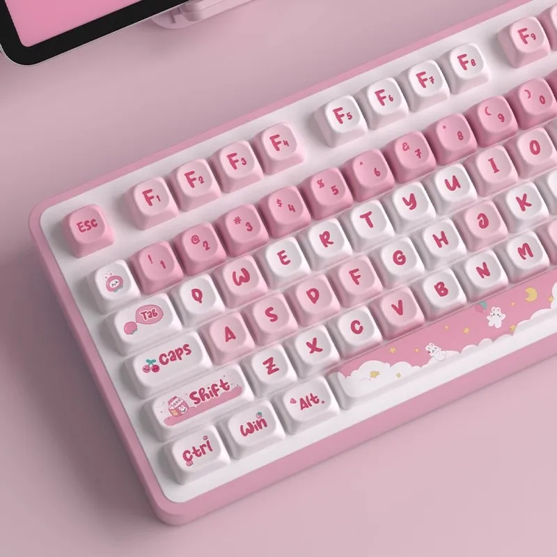 1 セットスナックウサギキーキャップ PBT 染料昇華キーキャップ MOT プロファイル耐光キーキャップ MX スイッチキーボード 61 64 75 84 87 96