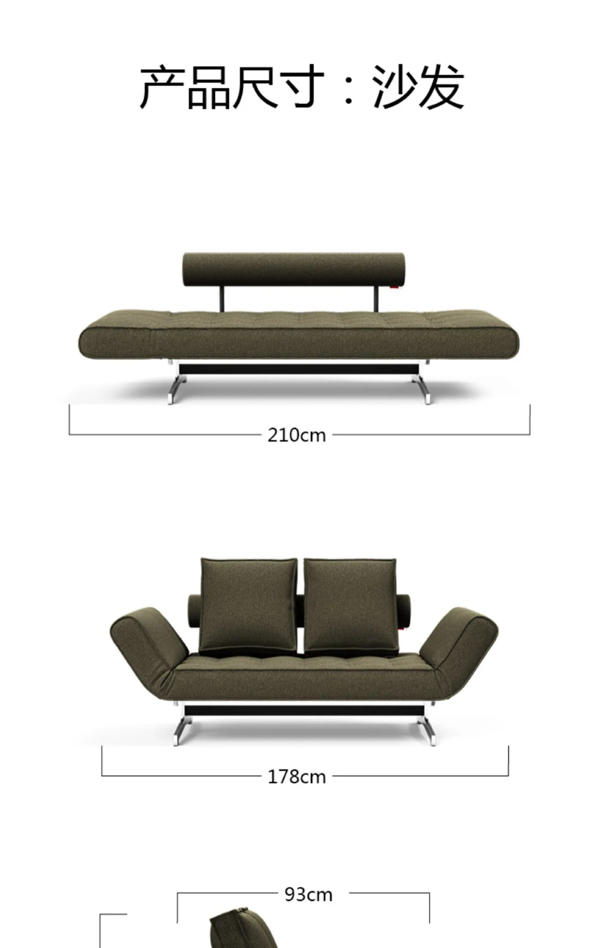 Fabric sofa bed Nordic small apartment backrest single foldable dual-purpose study
