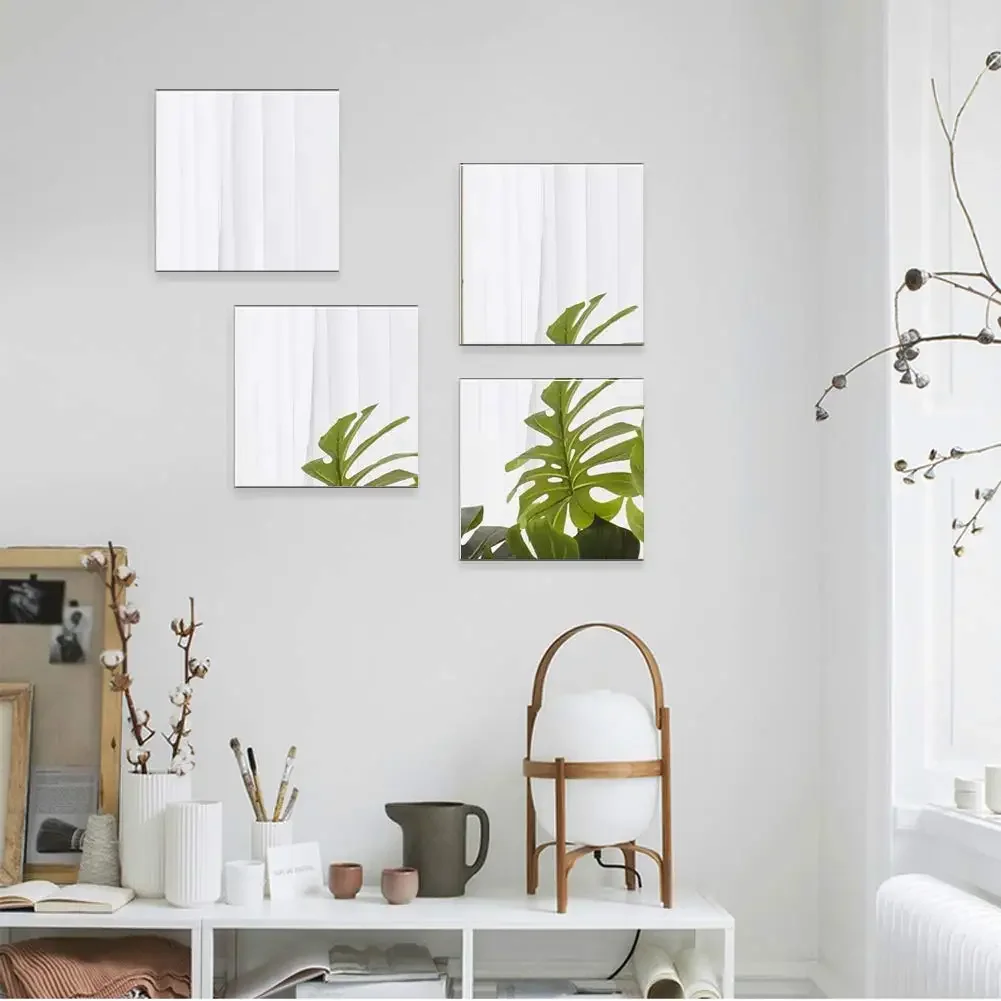 4 قطعة 25/35 سنتيمتر ثلاثية الأبعاد ذاتية اللصق مرآة ملصقات جدار سميكة 2 مللي متر مرنة DIY بها بنفسك الفن الاكريليك ملصقات للمرايا غرفة المعيشة الديكور #2