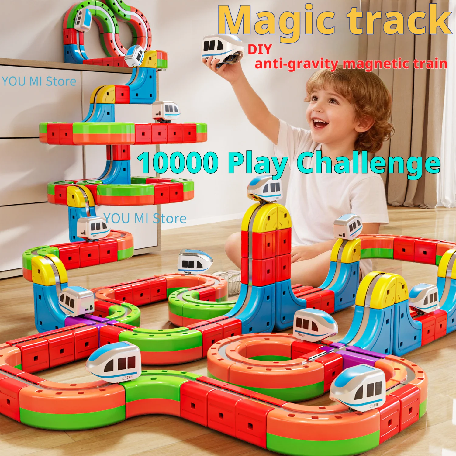 

Electric Magnetic Track Set with Anti-Gravity Vehicles, Creative DIY Railway for Kids Gift Toy Suitable for boys and girls