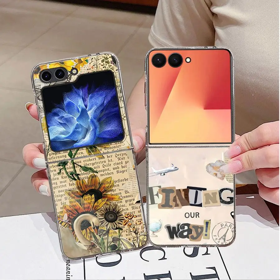 Vintage Scrapbook Phone Funda Case for Samsung Galaxy Z Flip 8 Flip6 Flip3 Flip7 FE Flip5 Flip4 Z Flip 7 6 5 4 3