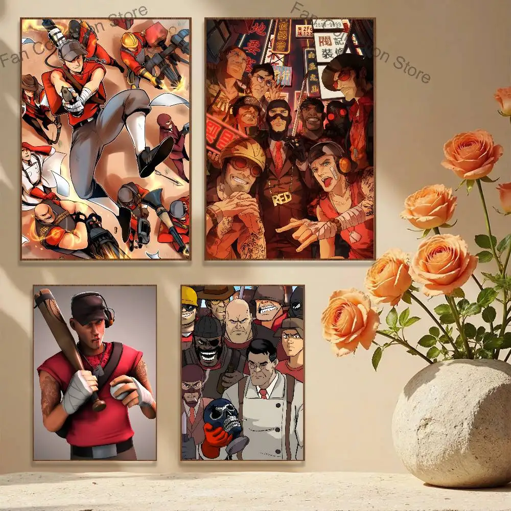 For Scout Pyro Spy Sniper T-Team TF2 Poster Multi-Purpose Wall Art for Living Room Bedroom Office