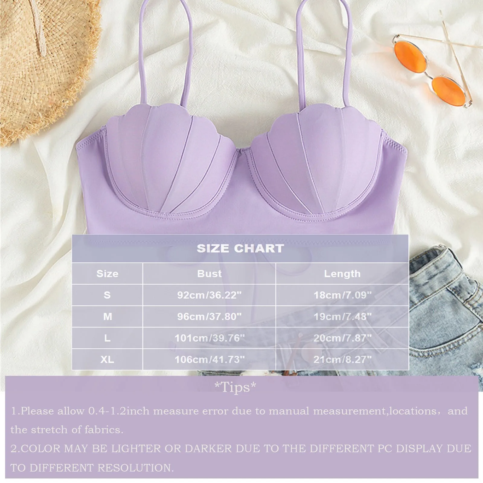 Strappy muszla Bikini Top syrenka Push Up kostium kąpielowy topy dla kobiet z strój kąpielowy z fiszbinami topy strój kąpielowy kobiety sport