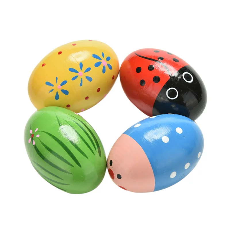 New Well Designed Egg Wooden Baby Toy Music Shaker Instrument Music Teaching AIDS Percussion Colorful Maracas