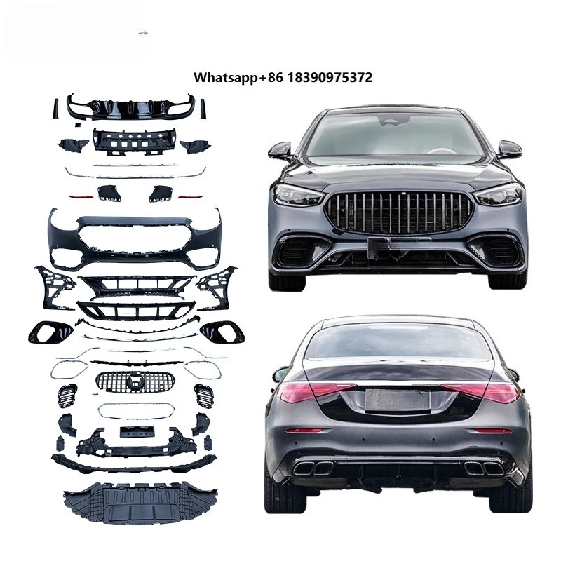 2021-2024 S Class W223 Sport Version S63 A-MG Bodykit New CLY Brand Front Bumper Grille Diffuser Exhaust Tip