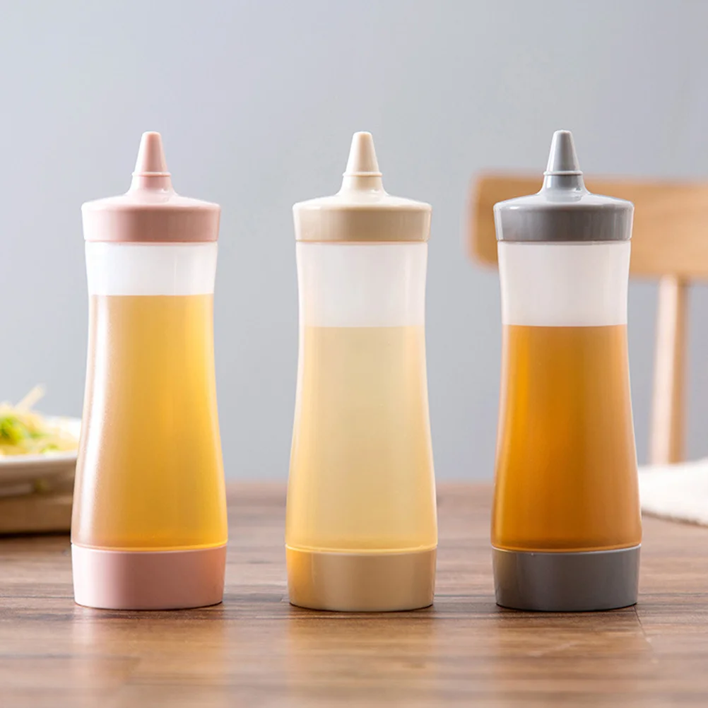 

3pcs Plastic Squeeze Bottle Kitchen Accessories Large Capacity Condiment Dispenser For Sauce Oil Vinegar Ketchup Jam Salad