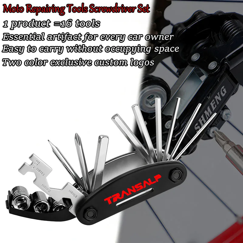 For HONDA TRANSALP 600 650 700 XLV XL750 TRANSALP Accessories Motorcycle Multifunction Tool Repair 16 functions Screwdriver Set
