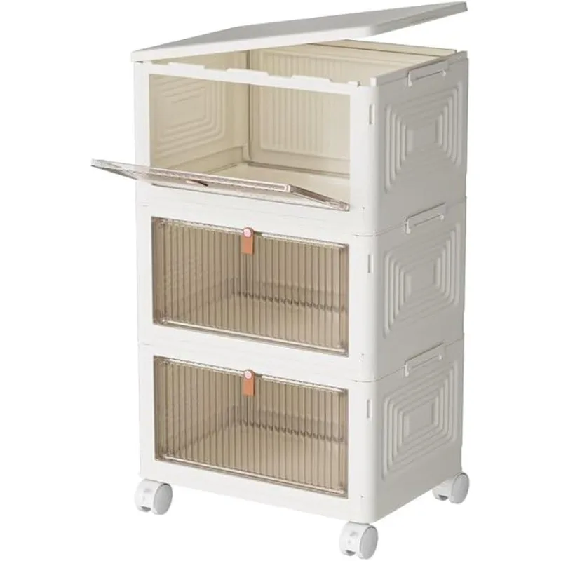 

23Qt Plastic Storage Bins with Lids 3 Tier, Stackable for Storage, Boxes Lids, Containers, Multifunctional Folding Bedroom, Livi