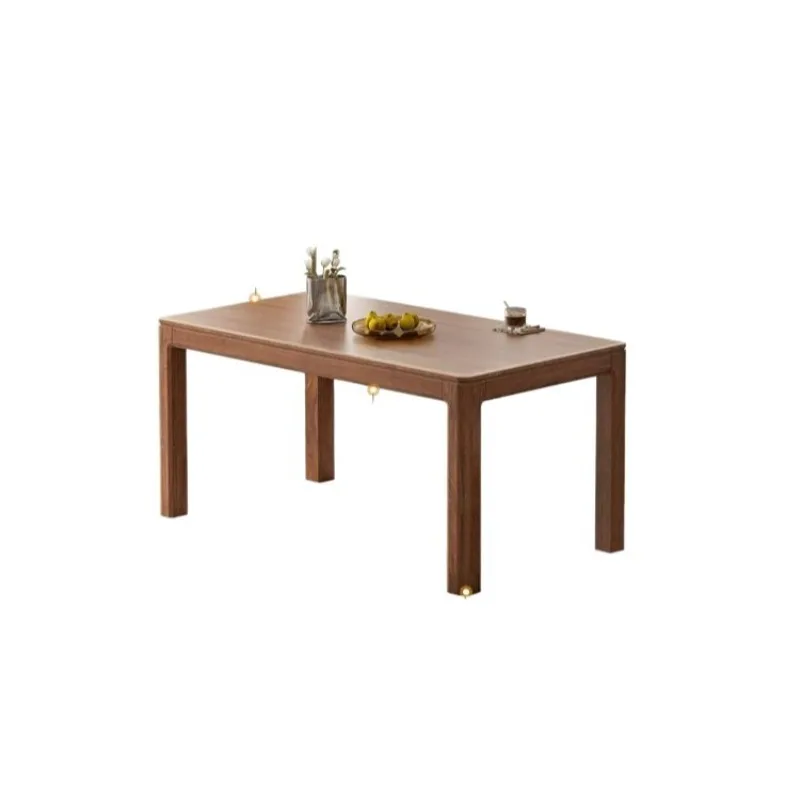 Massivholz-Esstisch, nordamerikanischer schwarzer Walnuss, einfacher Esstisch, Restaurant, Zuhause, gerades Bein, großer Bretttisch, modern