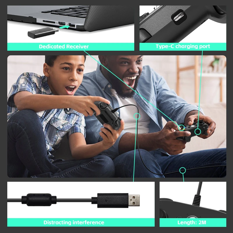 وحدة تحكم لاسلكية/سلكية لوحدة تحكم ألعاب Xbox 360 مع توربو مزدوج الاهتزاز متوافق مع Xbox 360/360 Slim ونافذة الكمبيوتر
