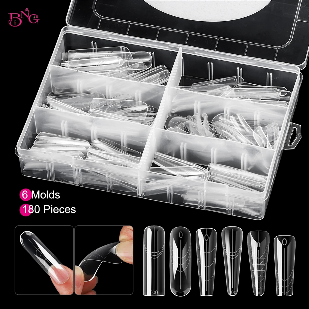 الأشكال المزدوجة لجل الأظافر البولي 168/180 قطعة قوالب الأظافر لجل البناء 14/15 أحجام مربع اللوز نعش أشكال الأظافر نصائح