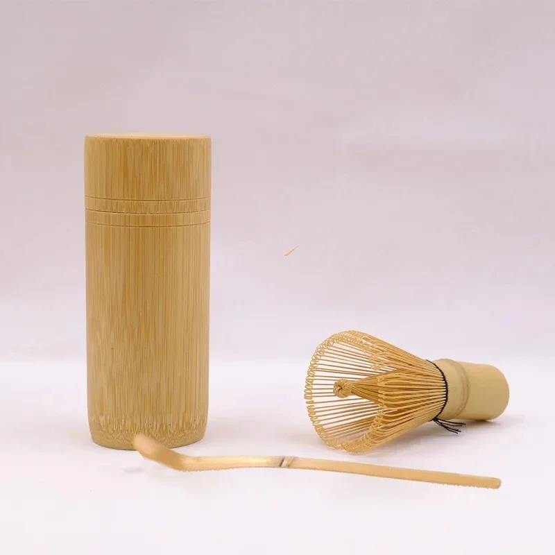 

Креативный портативный дорожный набор Matcha, бамбуковый совок для венчика и жесткий чехол для переноски ручной работы, чайная банка